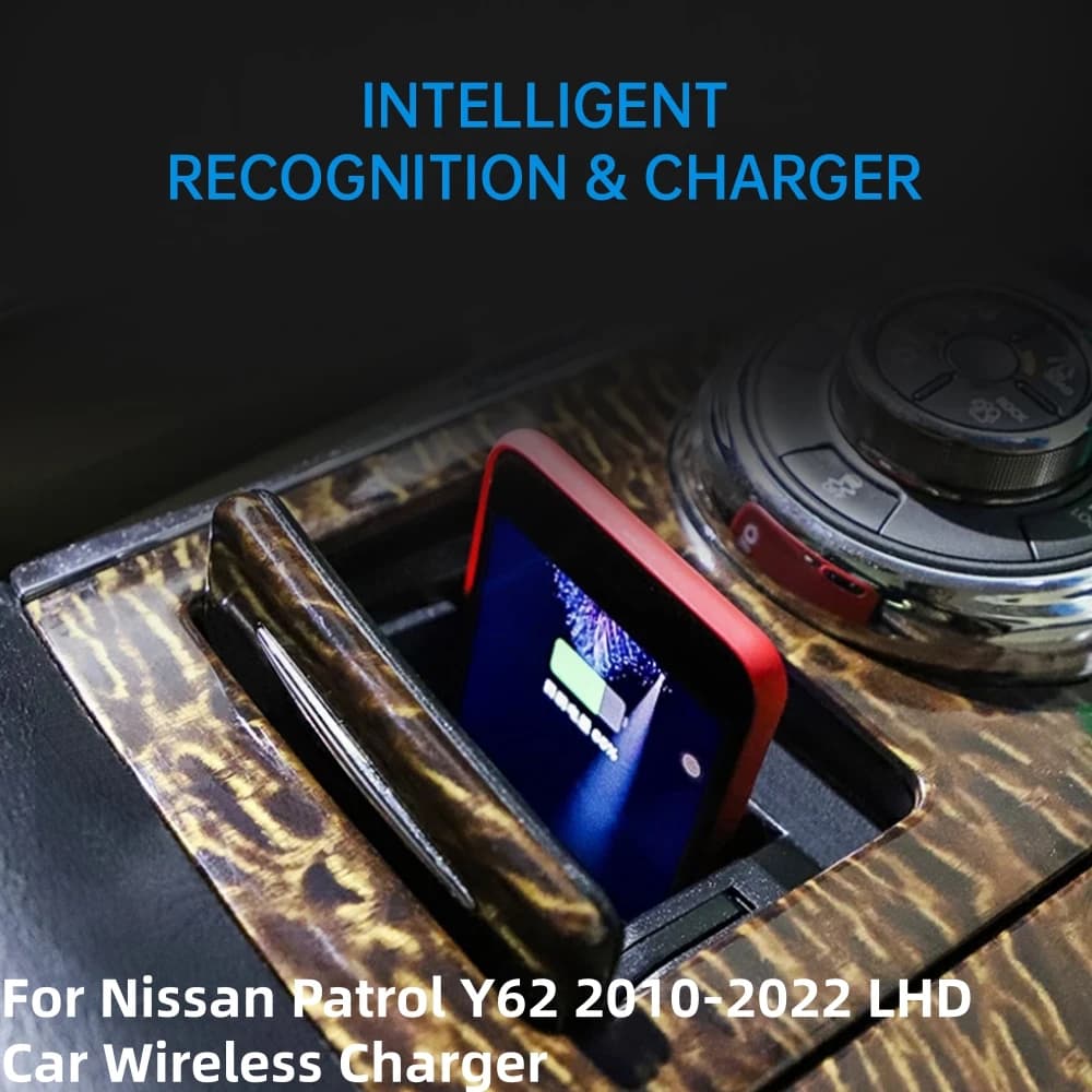 Car Wireless Charging Pad for Nissan Patrol Y62 2010-2022 Phone Fast Charger Plate Panel Tray Accessories
