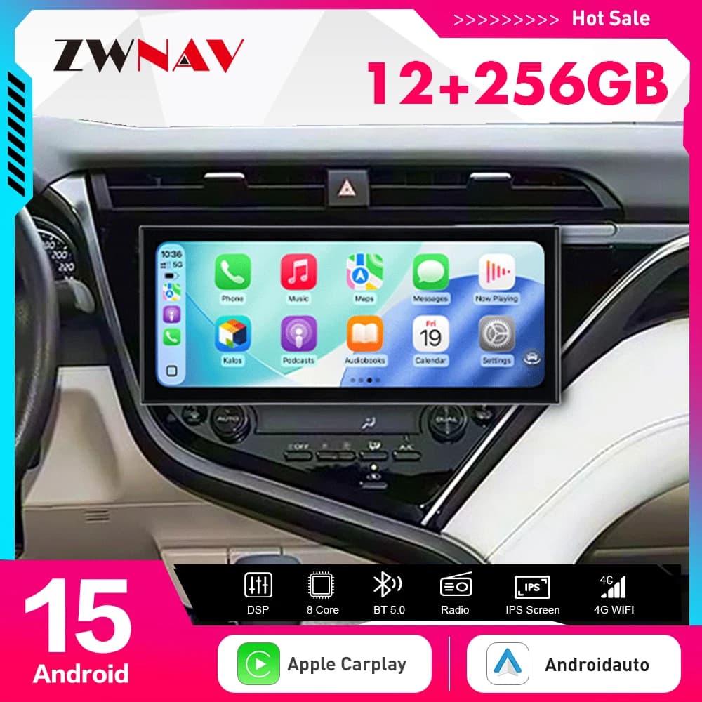 15.8 inch Carplay Car Radio Touch Screen For Toyota Camry 2018-2020 Android 15 GPS Navigation Multimedia Player Head Unit Auto
