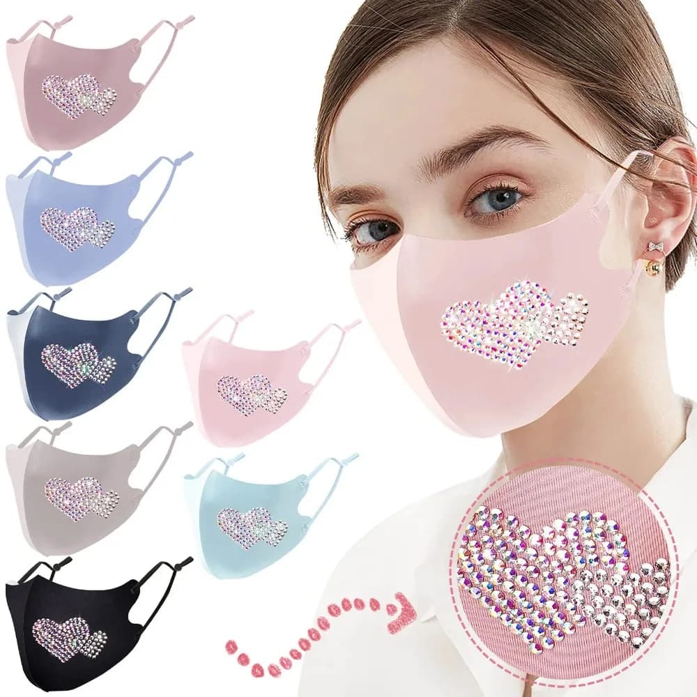 New Breathable Diamond Masks Washable Anti-UV Sunscreen Mask Skin-Friendly Anti Dust Riding Face Mask Outdoor Sports