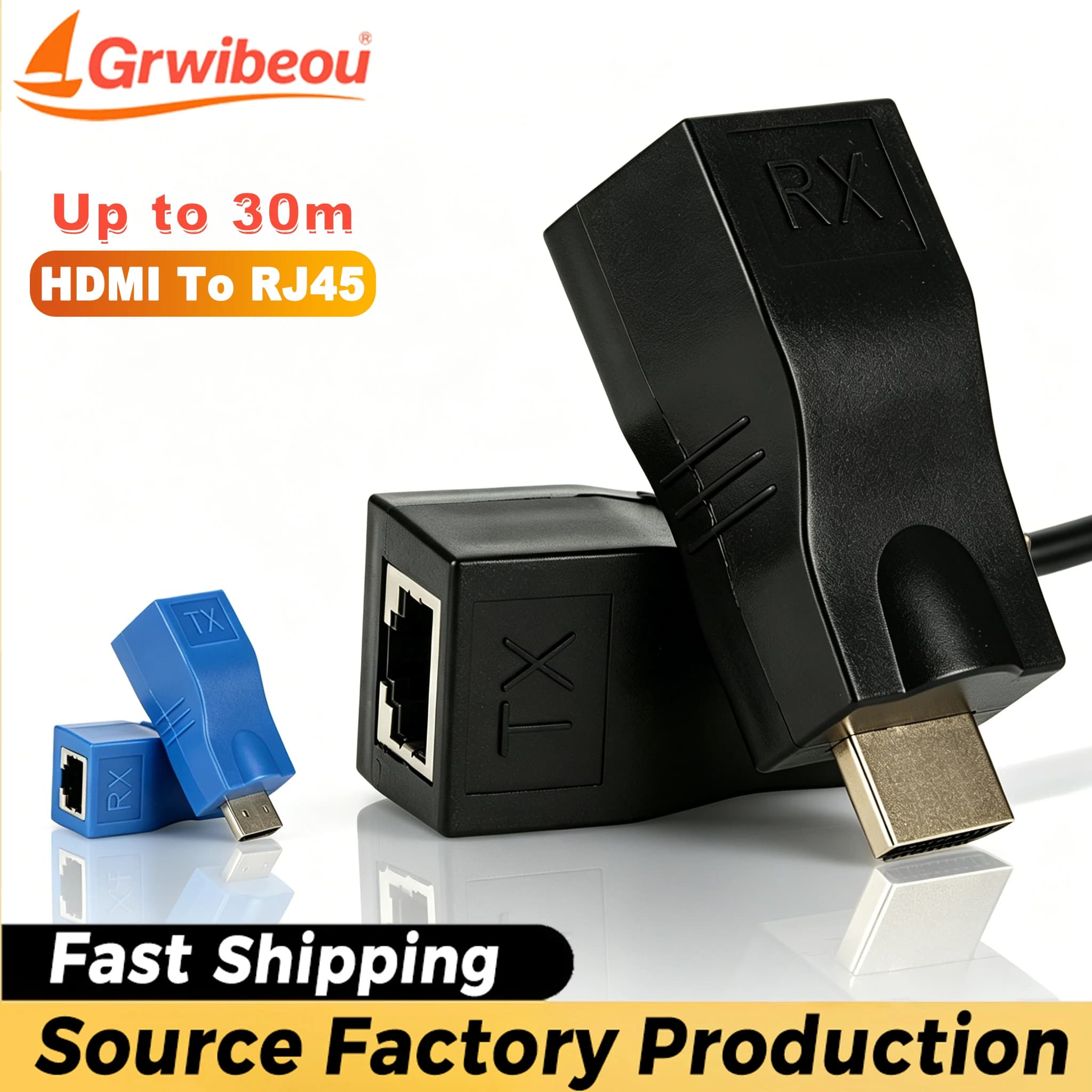 HDMI To RJ45 Converter 1080P RJ45 Ports Extender Adapter Up To 30m Over CAT5e Cat6 Network Ethernet LAN for HDTV HDPC DVD STB