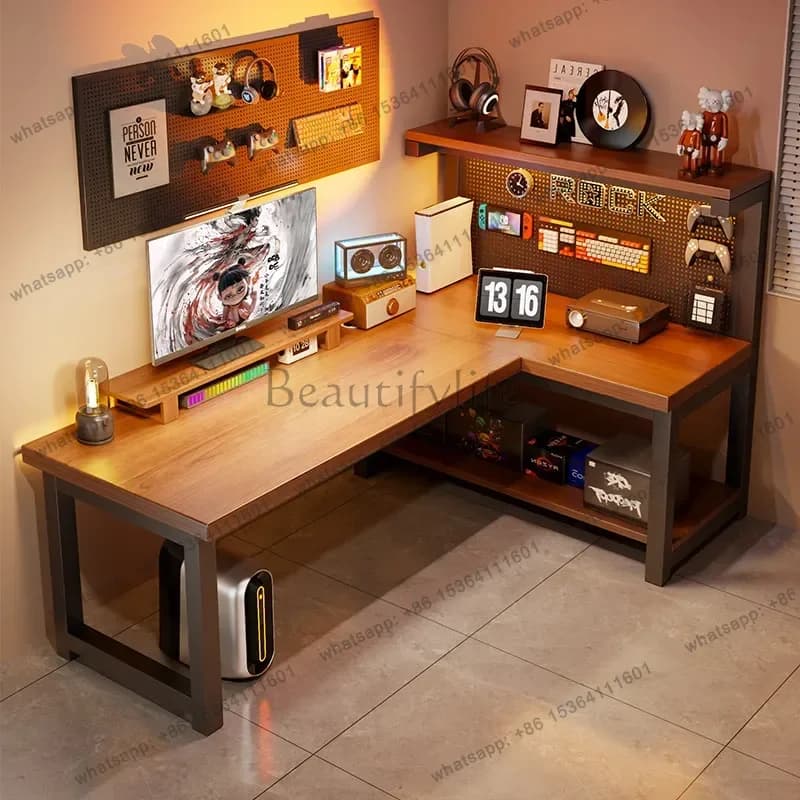 ld Modern Corner Computer Desk L-shaped Hole Desk Integrated Household Bedroom Study Table, Corner Laptop Stand Table