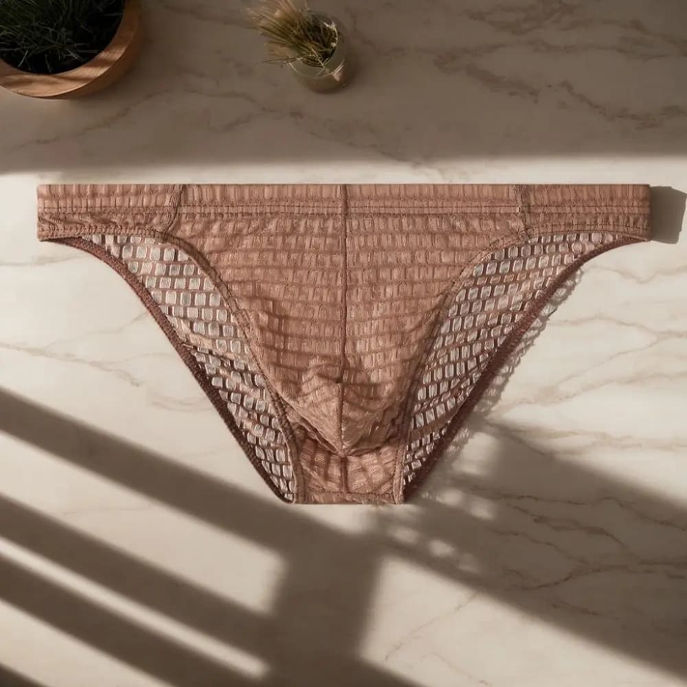 Breathable Low Waist Men's Briefs Transparent Mesh Ice Silk Underwear Ultra-thin Lingerie Panties Male Support Wear