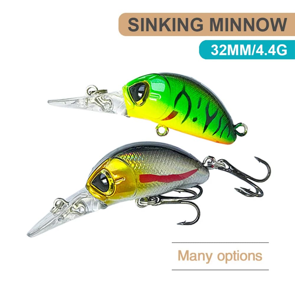 3.2 centimetri 4.4g Esche Da Pesca Affondamento Micro Minnow Wobbler Immersioni Profonde Artificiale Esca Dura Jerkbait Mini Stream Trota Spigola MN605