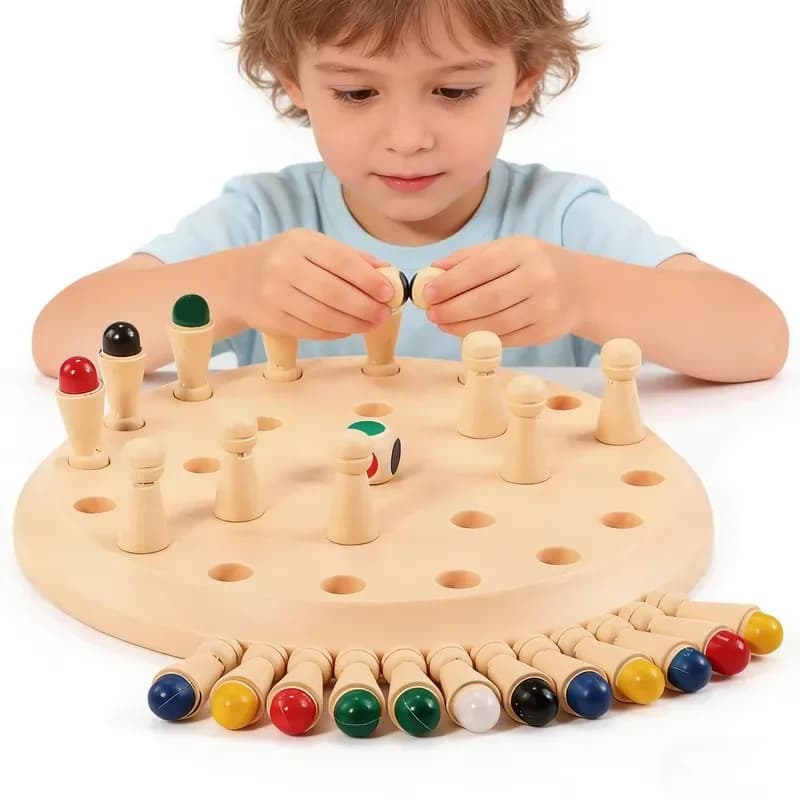 Gioco di Memoria in Plastica Colorata, Giocattolo Educativo Montessori per Bambini dai 3 Anni in Su, Gioco da Tavolo con Dadi e Bastoncini