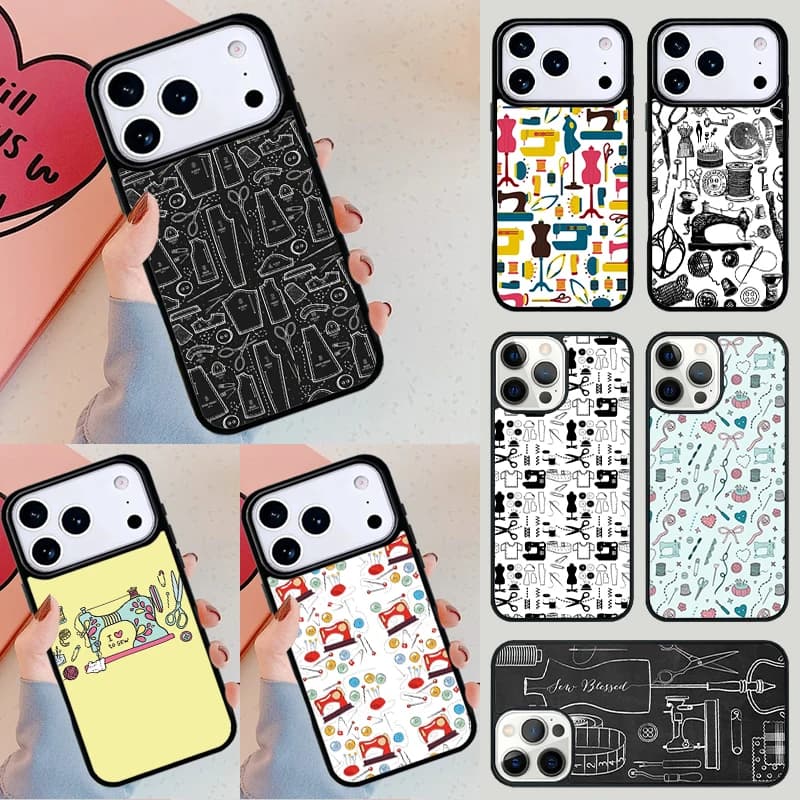 Custodia per telefono con forbici da cucito per Apple iPhone 17 Air 16E 15 14 Plus 13 12 11 Pro Max Mini Funda Cover