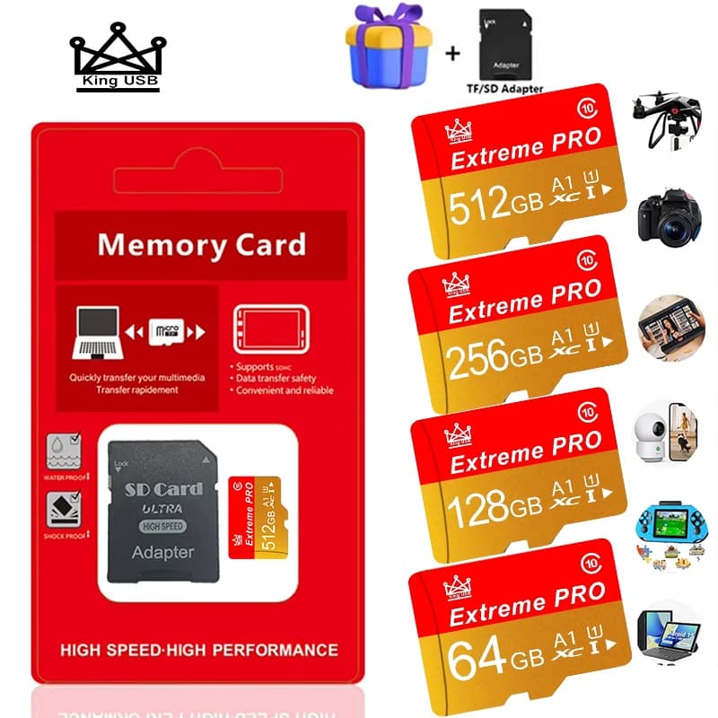 Class 10 Micro TF 256GB 512GB 64GB 32GB Memory Card 16GB 8GB High Speed Secure Storage Secure Storage Secure Storage Flash A1 Mi