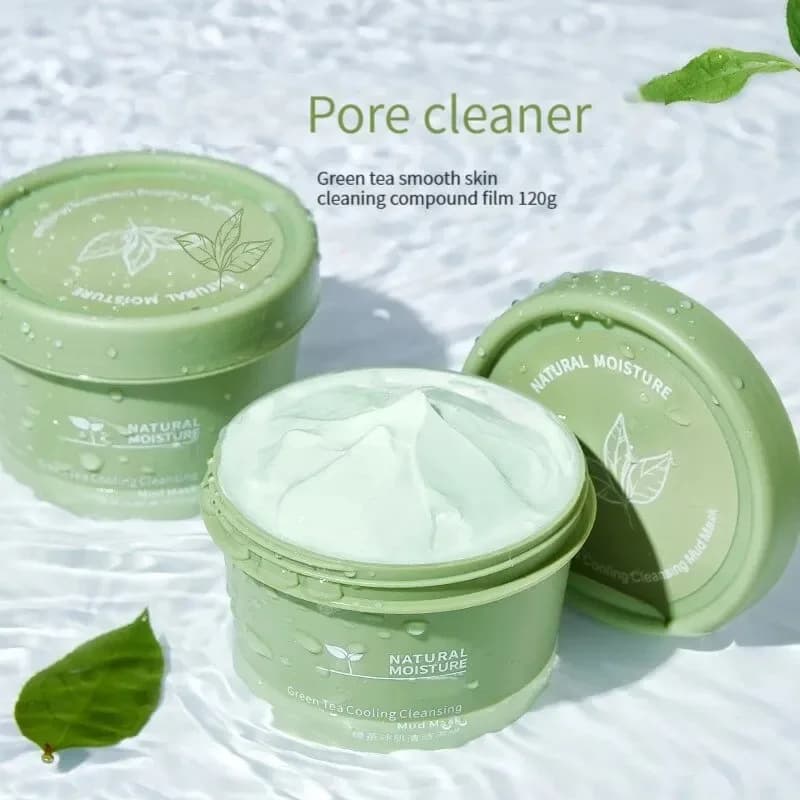 Tè verde maschera di fango di ghiaccio detergente idratante controllo dell'olio rimozione di punti neri maschera di fango detergente applicatore maschera di fango 1 pz 120g
