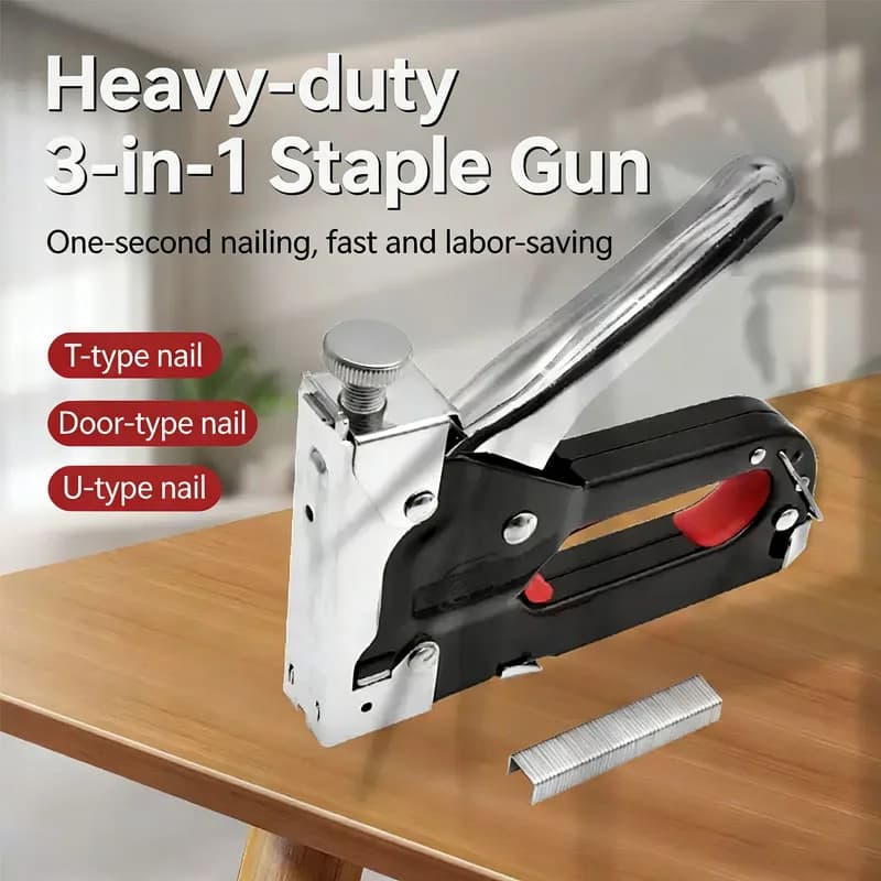 Macchina per Graffette 3 in 1 per Fai-da-Te, Portatile, Manuale, per Mobili in Legno Morbido, Tappezzeria, Cornici e Chiodatura