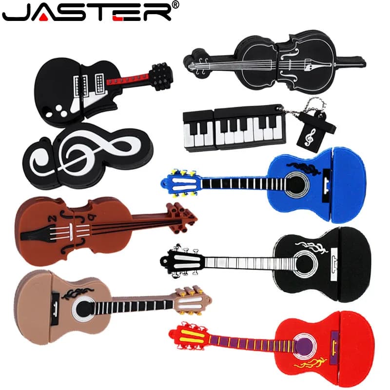 JASTER USB 2.0 Flash Drives 64GB 32GB 16GB 8GB 4GB Musical Instrument Pen Drive Free Key Chain Memory Stick Business Gift U Disk