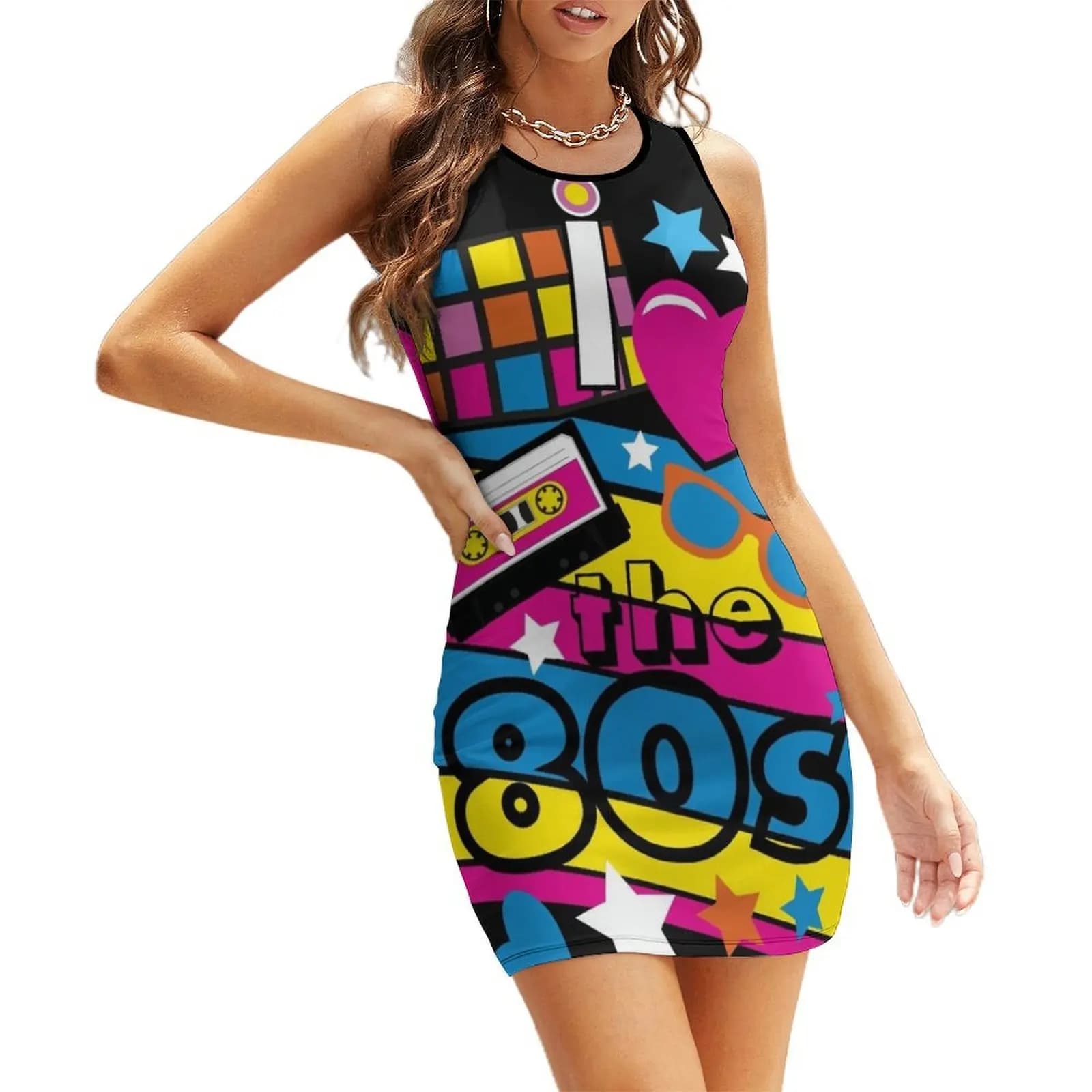 Amo gli anni '80! Cool Neon Pop Culture Camicia e regali Abito estivo senza maniche abito estivo donna 2025 abito da sposa alla moda 2025