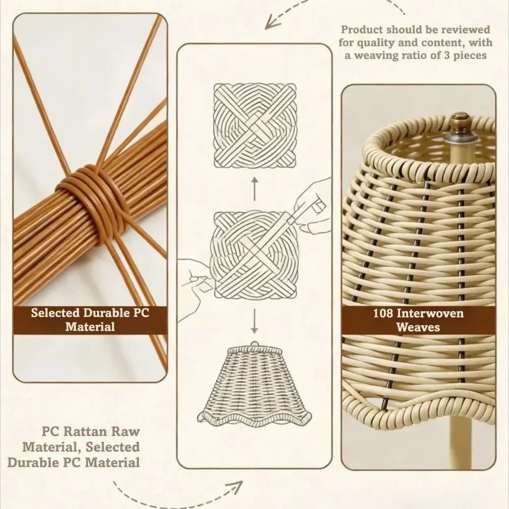 Lampada da Tavolo in Rattan con Sensore Touch, Luminosità Regolabile, Dimmerabile, Design Wireless, Luce Soffusa per Comodino