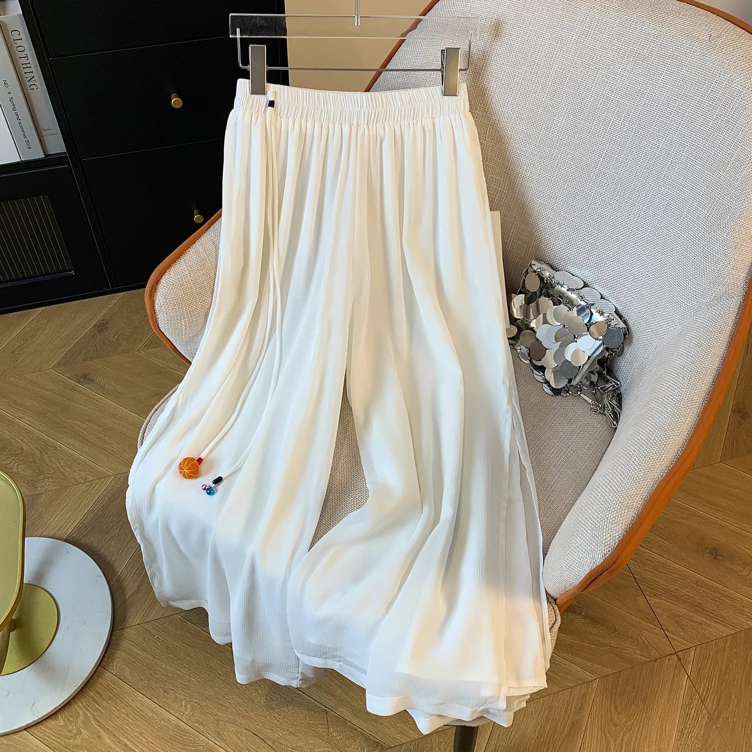 High Waist Wide Leg Pants Women's Chiffon Loose Fit Summer Fashion Zen Style Tea Ceremony Pants Ladies' Elegant Trousers
