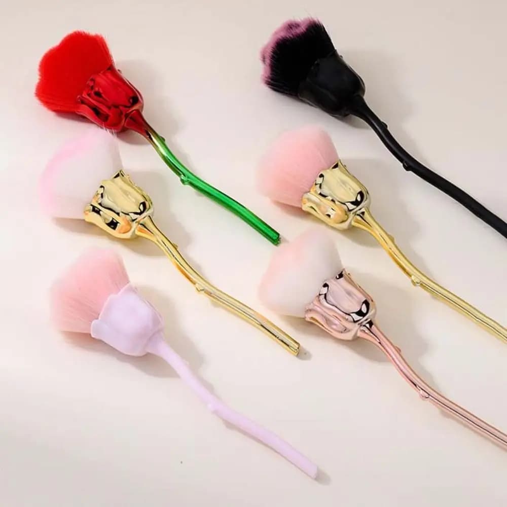 Pennello per la pulizia della polvere per nail art a forma di rosa, in nylon e fibra morbida, pennello per trucco, strumento cosmetico creativo, pennello per fondotinta, per salone di bellezza