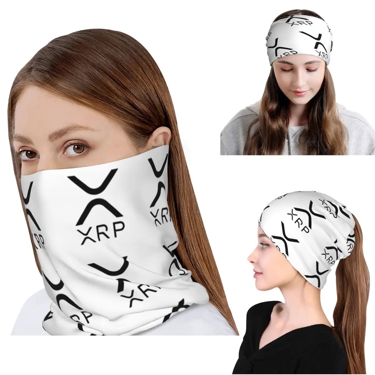 Bandana con logo XRP, sciarpa avvolgente, maschera calda per il viso, berretto per uomo e donna, traspirante
