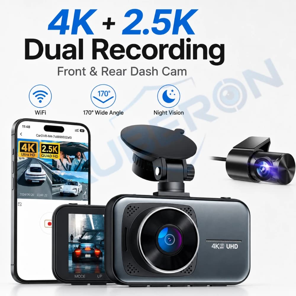 Smart 4K Dash Cam 2.5K Rear Camera WiFi APP Control Car DVR 170° Wide Angle Car Video Recorder Night Vision G Sensor GPS Track