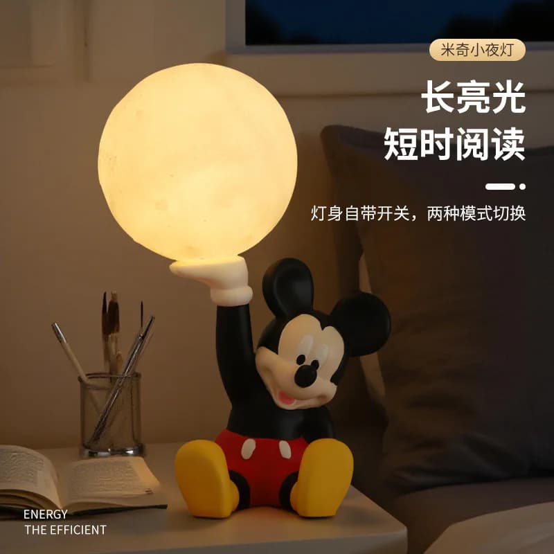 Disney Night Lamp Mickey Mouse, Night Moon Shape Light, Ambient Bedroom Decoration, Star Sky Lamp for Kids Room