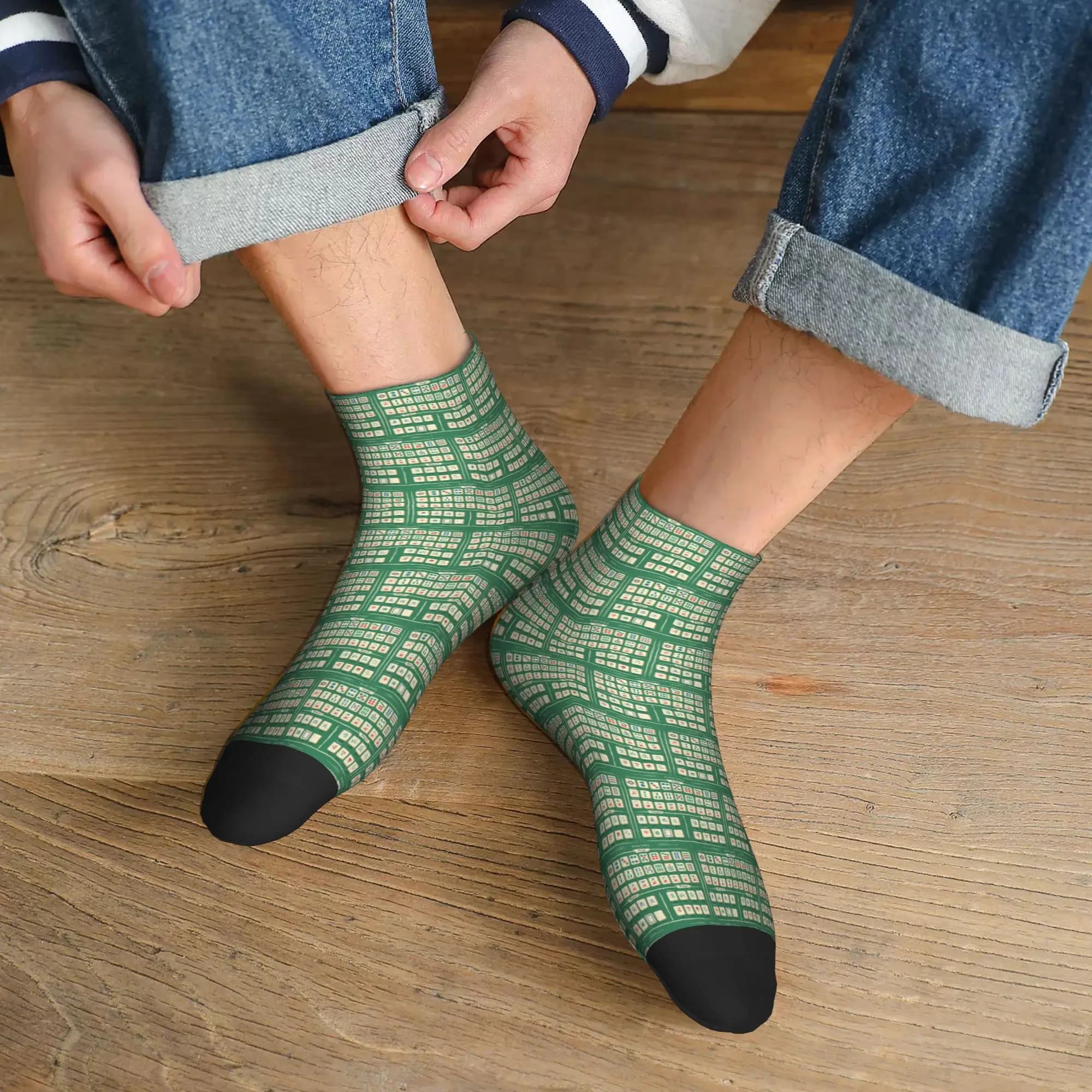 Calzini con motivo Mahjong Tile, calze super morbide Harajuku, calzini per tutte le stagioni, accessori per regali di Natale per uomo e donna