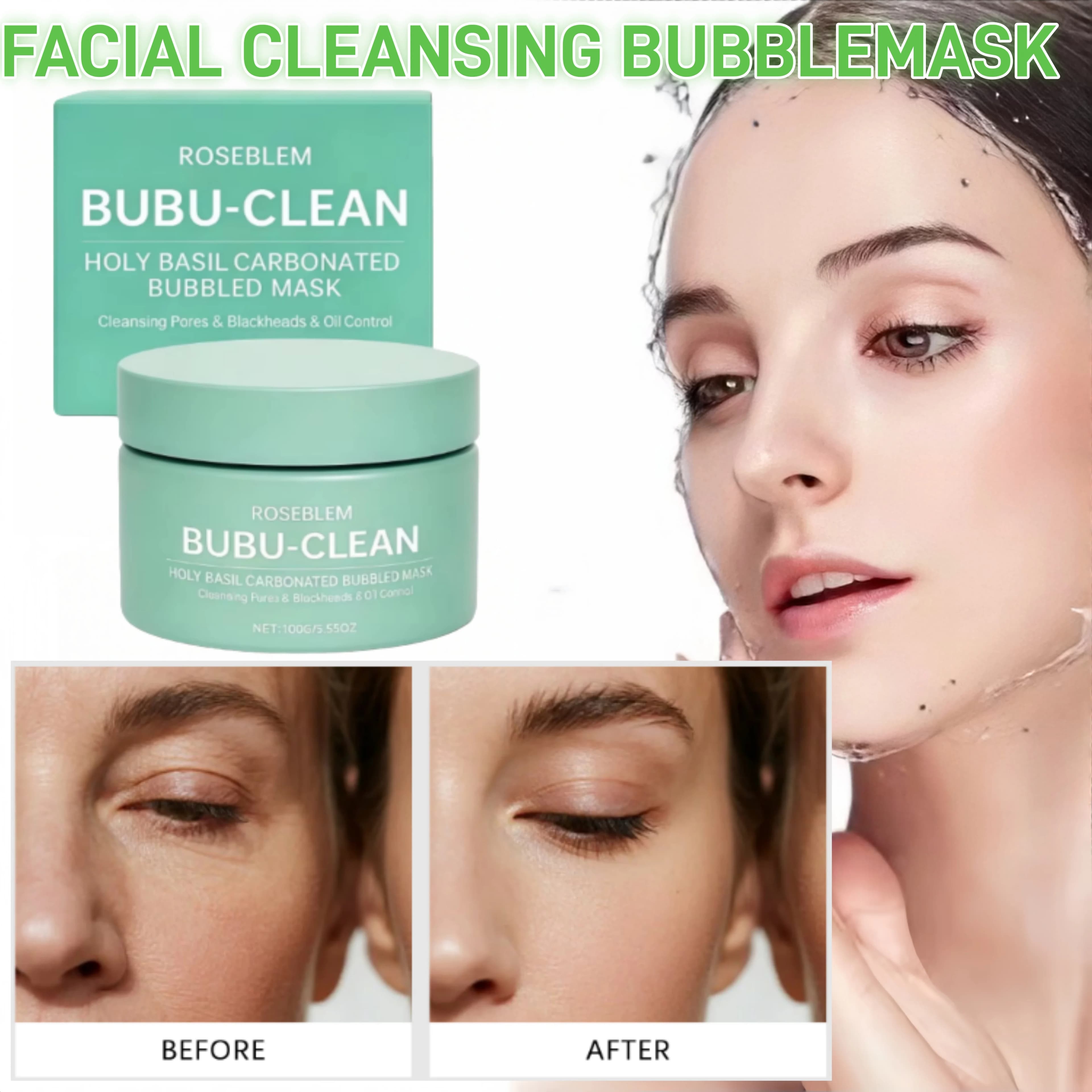 Maschera Viso Effervescente: Pulisce, Esfolia, Controlla il Sebo, Rimuove i Punti Neri, Restringe i Pori, Illumina la Pelle, Migliora la Ruvidezza