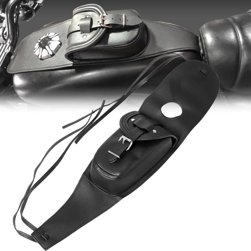 Universale moto in pelle nera PU serbatoio carburante Chap pannello di copertura Pad bavaglino reggiseno borsa per Harley Sportster Iron 883 1200 XL