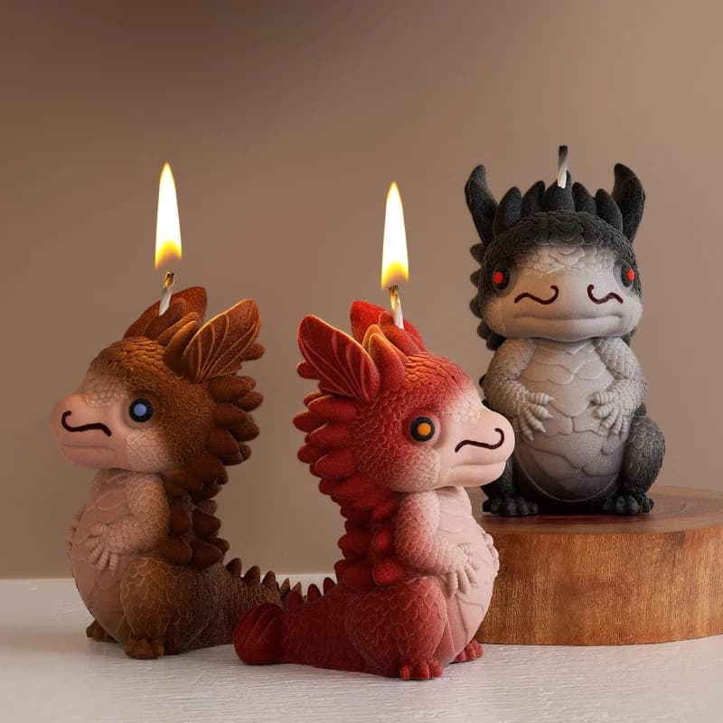 Cute Baby Dragon Plaster Graffiti Model Silicone Mold DIY Animal Template for Cast Cement Gift,3D Dragon Concrete Candle Molds