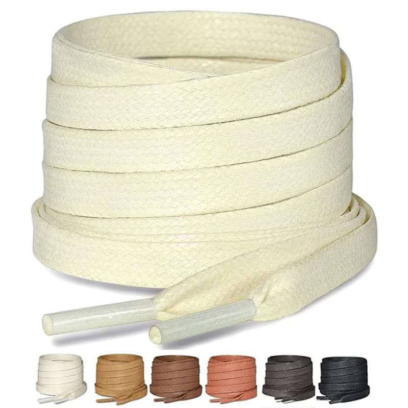 Flat Waxed Cotton Shoelace Waterproof Leather Shoe Laces for Boots Sneakers Casual Shoes Width 0.6cm Multiple Lengths and Colors