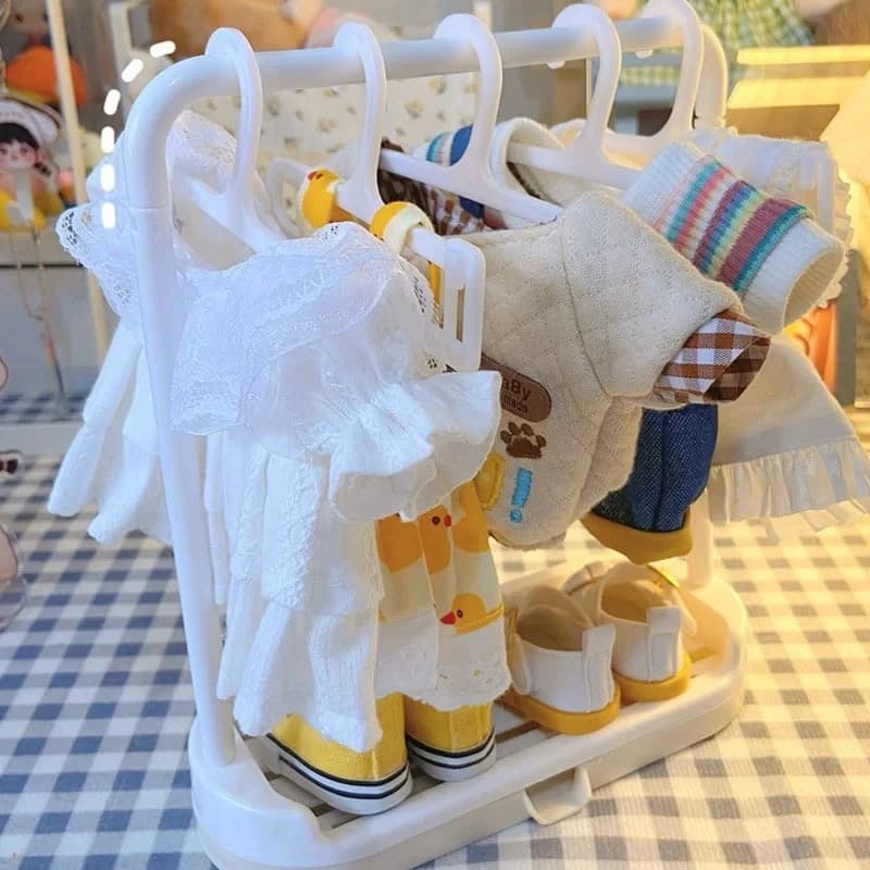 10 pz/set Mini Clothesse Appendiabiti per Labubu e Altre Bambole da 17 cm Labubu Scarpiera Accessori per Bambole Giocattoli per Bambini