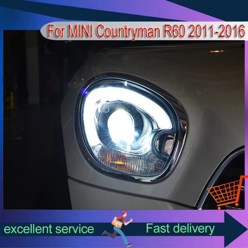 Una coppia di Per BMW MINI 2011-2016 Countryman R60 Luce Frontale DRL Testa Della Lampada LED Indicatori di direzione HID Lente Del Proiettore Accessori Auto