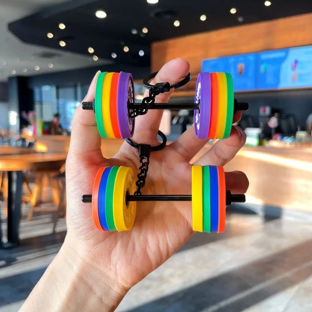 Detachable Barbell Plates Keychain Kettlebell Water Cups Simulation Dumbbells Keyring Creative Bag Charm Fitness Series Pendant