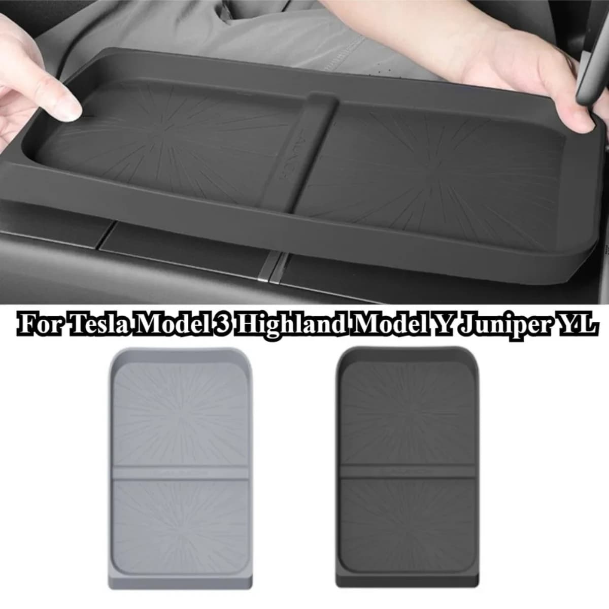 Vassoio portaoggetti in silicone per console centrale per Tesla Model 3 Highland / Model Y Juniper Model YL 2025+ Organizzatore resistente ai graffi