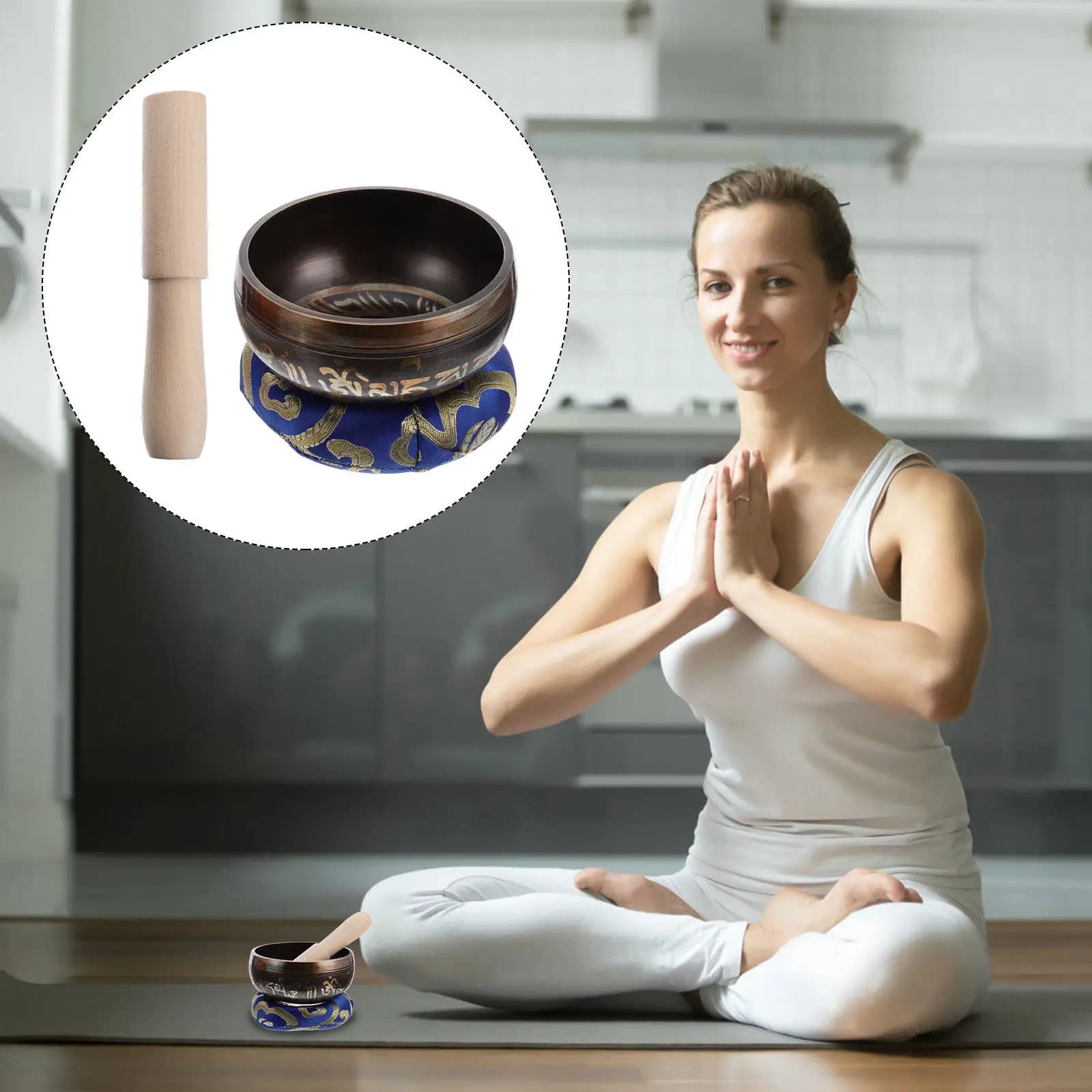 1Set Handmade Tibetan Bowl Kit for Deep Meditation Sound Therapy Includes Mallet Cushion Storage Box Calming Home Use