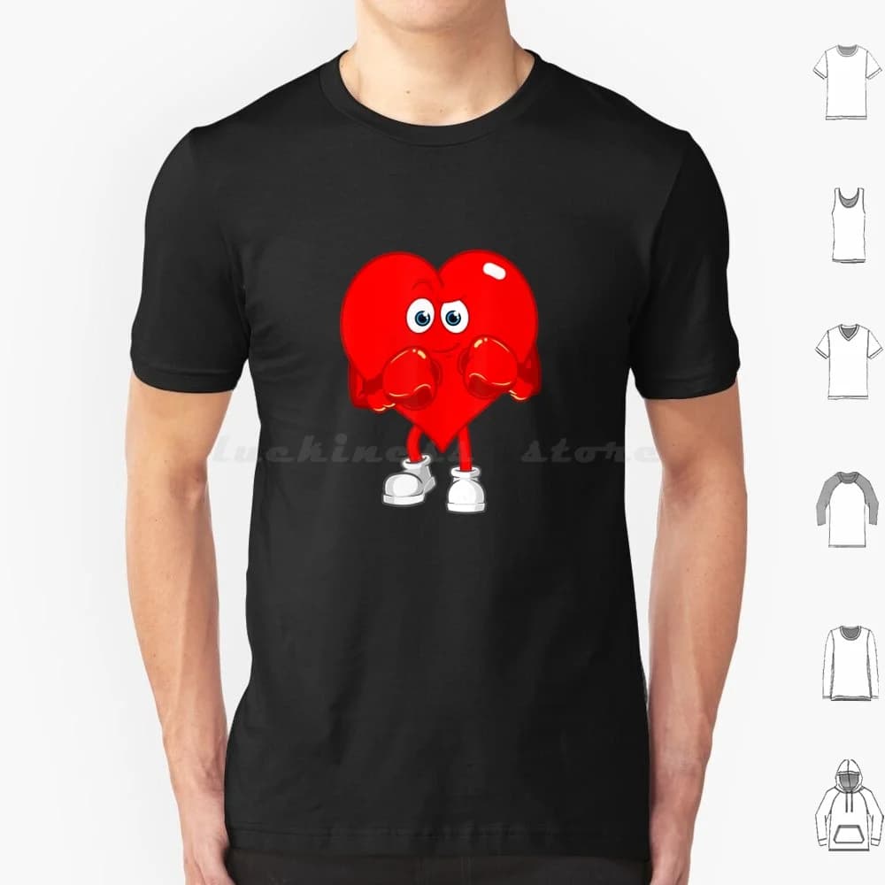 Cute Heart Shaped Boxing Gloves Valentine's Gym, Large Boxing T-shirt 100% Cotton Cute Heart Shaped Boxing Gloves Palestra Cute Boxing