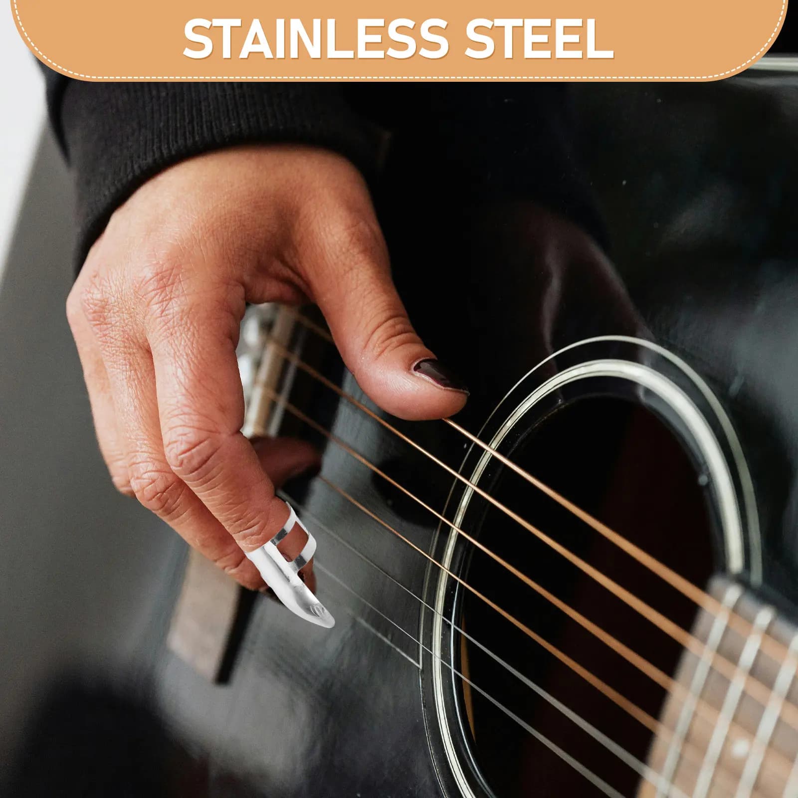 Guitar Finger Picks 8 Piece Fingertip Protectors Comfortable Fit for Acoustic Electric Guitar Sound Control