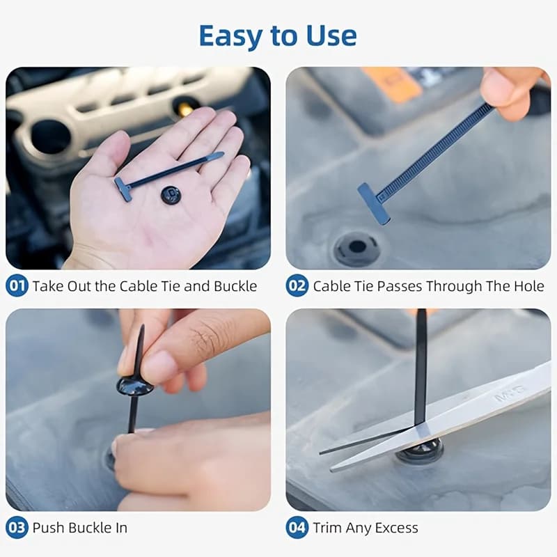 Fascette stringicavo a T per auto, 50 pz/sacchetto, fermagli anti-caduta, fascette stringicavo nere e bianche, clip di fissaggio per rivestimenti parafango auto