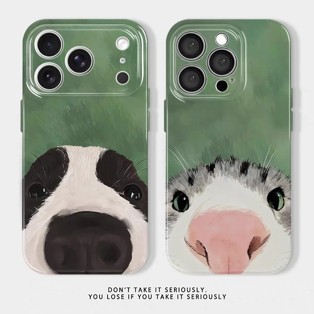 Cover per telefono in acrilico con simpatico cane verde adesivo per iPhone 17 Air 16E 15 Pro Max 14 Plus 13 12 Mini 11 Pro 16 Plus XR
