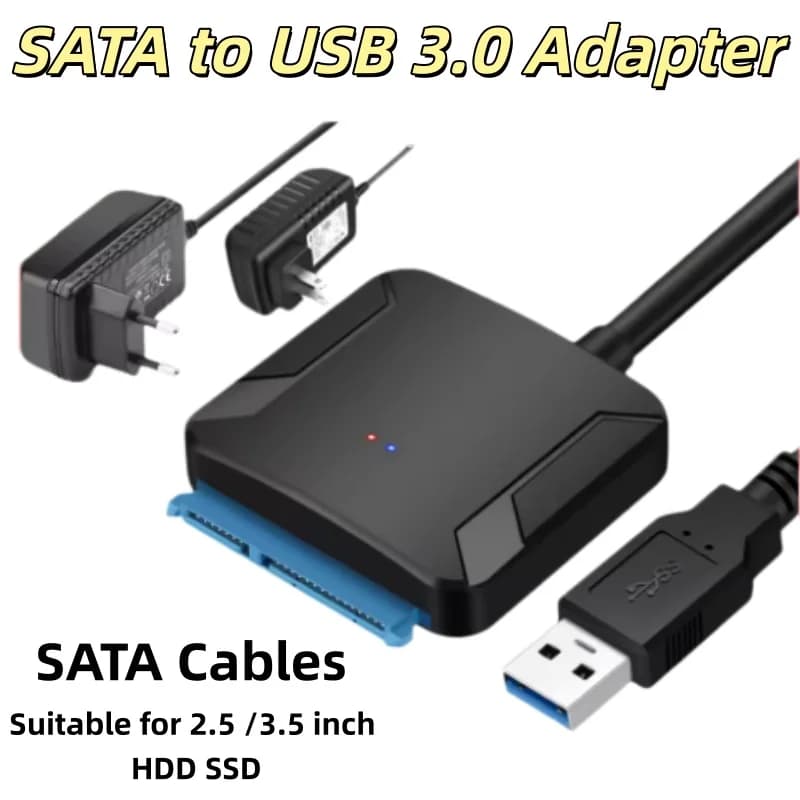 USB to SATA Adapter Cable for 2.5/3.5 Inch HDD SSD External Interface Drive Converter High-Speed USB 3.0 for Desktop Laptop Note