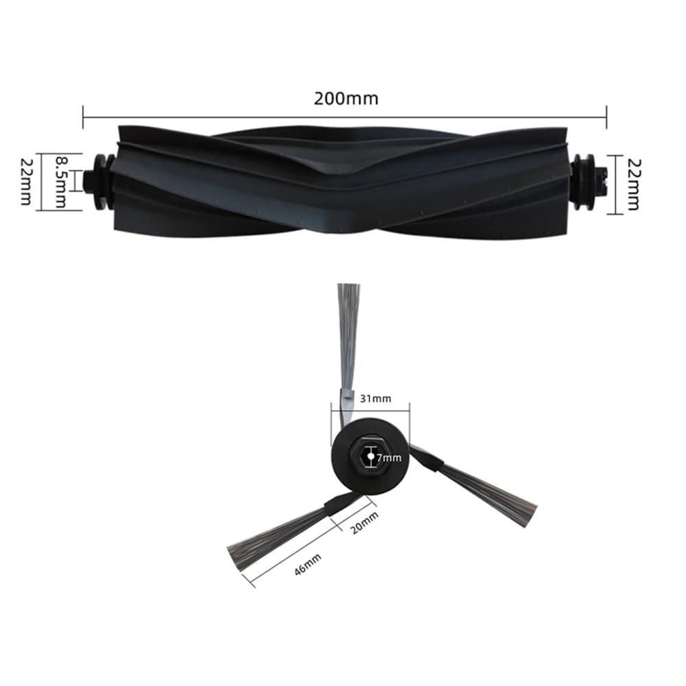 1 Roller Brush 2 Side Brush For MOVA P10 Pro Ultra Gen 2 / RLP55SE Robot Vacuums Mop For Floor Efficient Dirt And Debris Removal