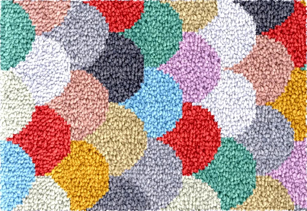 Kit mat with hook large geometry with pre-printed pattern embroidery plastic canva for decoration of home carpet DIY for adults