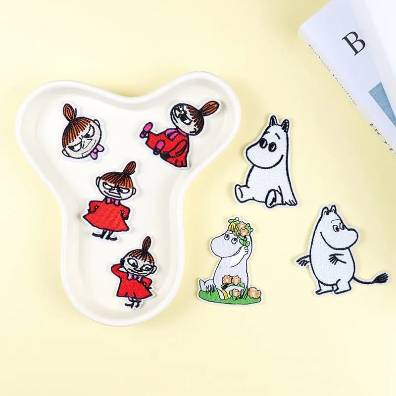 Moomin Cute Cartoon Embroidered Patches DIY Decorative Iron on Sew on Appliques for Phone Case Backpack Clothes Repair Patches