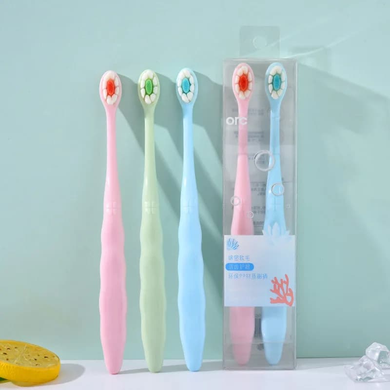 2 PC pair toothbrush bristles Ultra-fini teeth soft love heart brush non-slip handle deep cleansing toothbrush whitening for adults