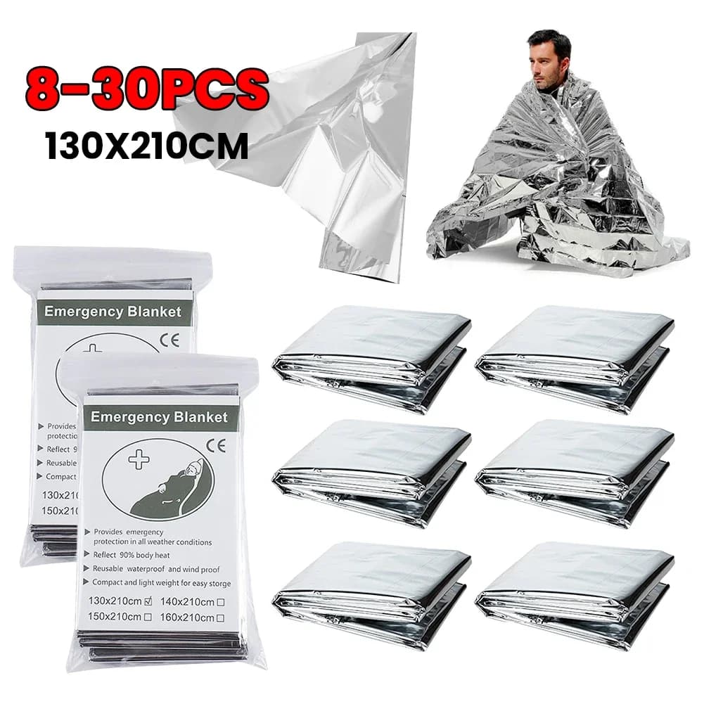 130x210cm Foil Mylar Thermal Blanket Keeps You Warm Emergency Thermal Blanket Retain Body Heat Silver Foil Blanket First Aid