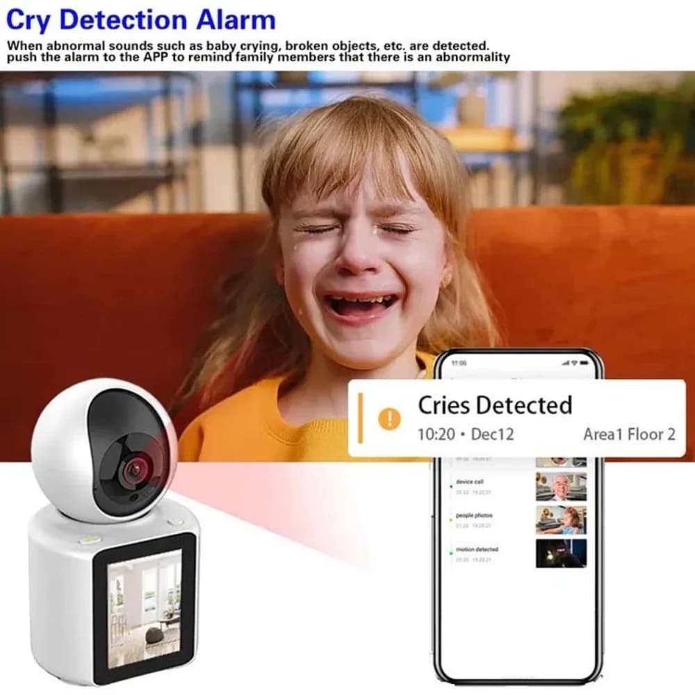 Telecamera di Sicurezza WiFi per Casa con Audio Bidirezionale, Archiviazione Cloud e Scheda SD, Rilevamento AI, HD 2MP, Monitor Smart per Bambini e Animali Domestici