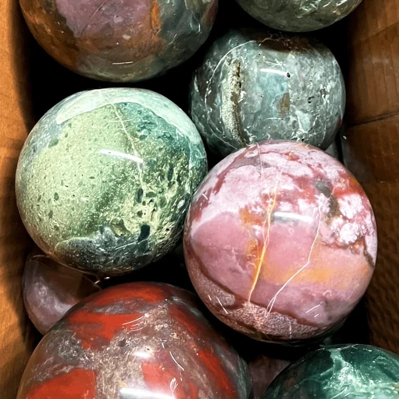 Sfera di Cristallo Decorativa in Diaspro Oceanico per Arredamento Casa