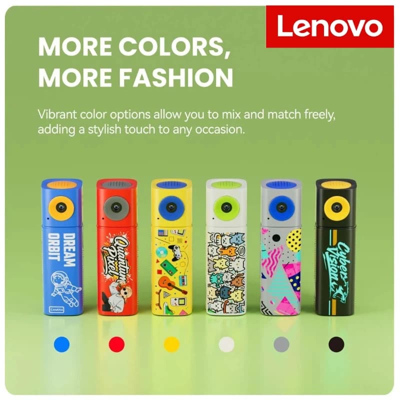 Mini Telecamera Lenovo G10 Serie Lipstick, Videocamera Sportiva Portatile 2K HD per Studenti, Fotografia all'Aperto, Lunga Durata della Batteria