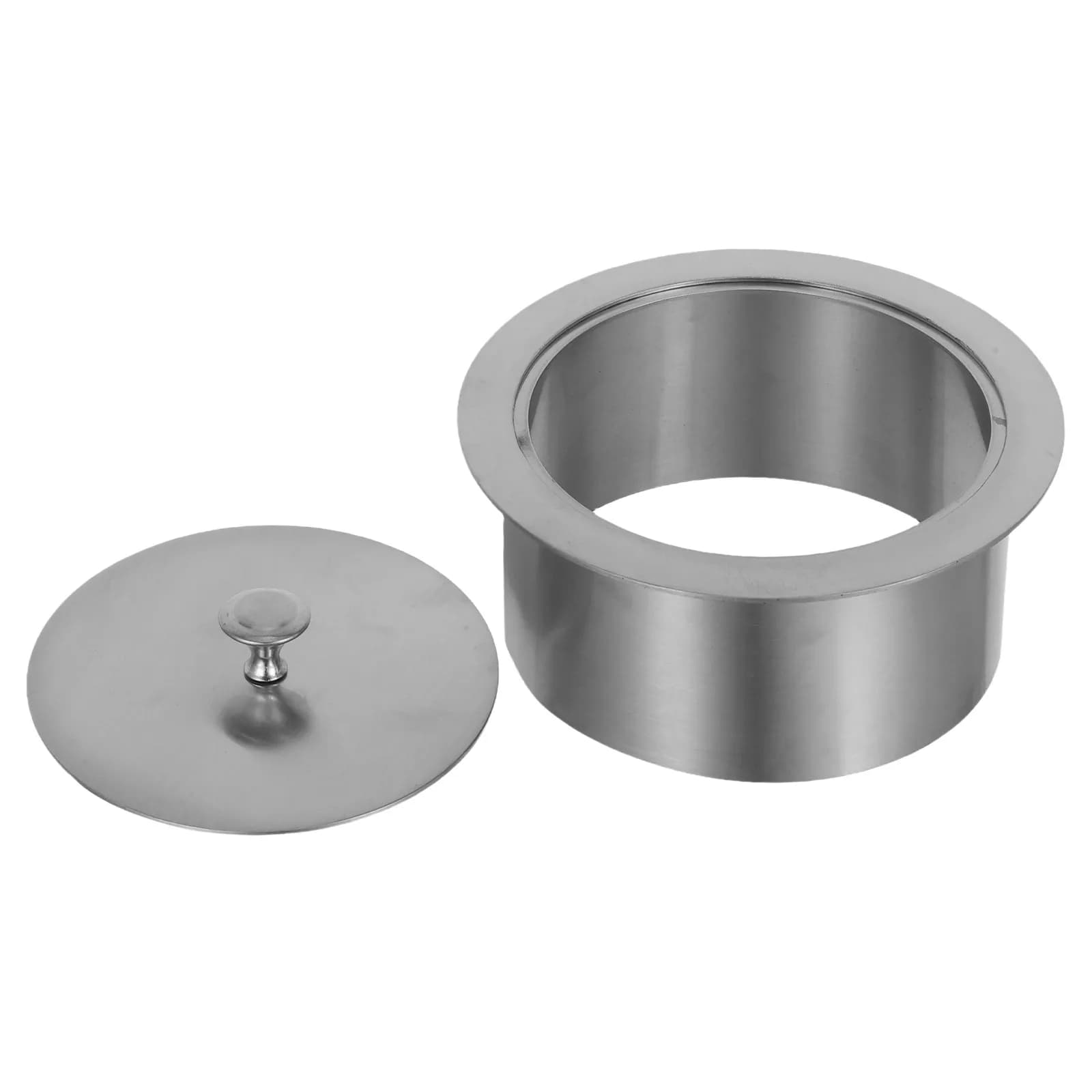 Round Stainless Steel Trash Bin Recessed Lid Built-in Countertop Waste Cover Kitchen Trash Can Replacement Lid