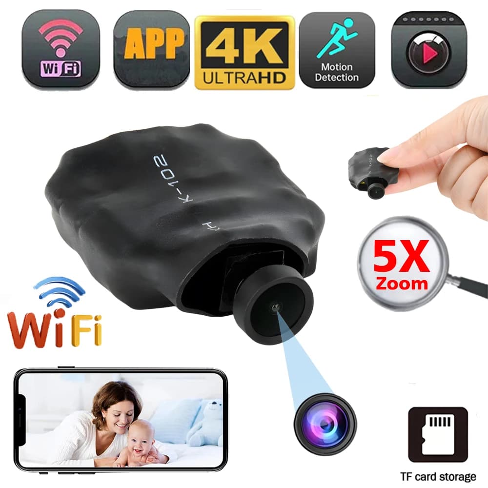 Telecamera WiFi HD 1080P 120 ° Modulo Mini Telecamera Grandangolare Fai-da-Te, Registratore Video con Rilevamento di Movimento, Monitor per Bambini, Videocamera di Sorveglianza