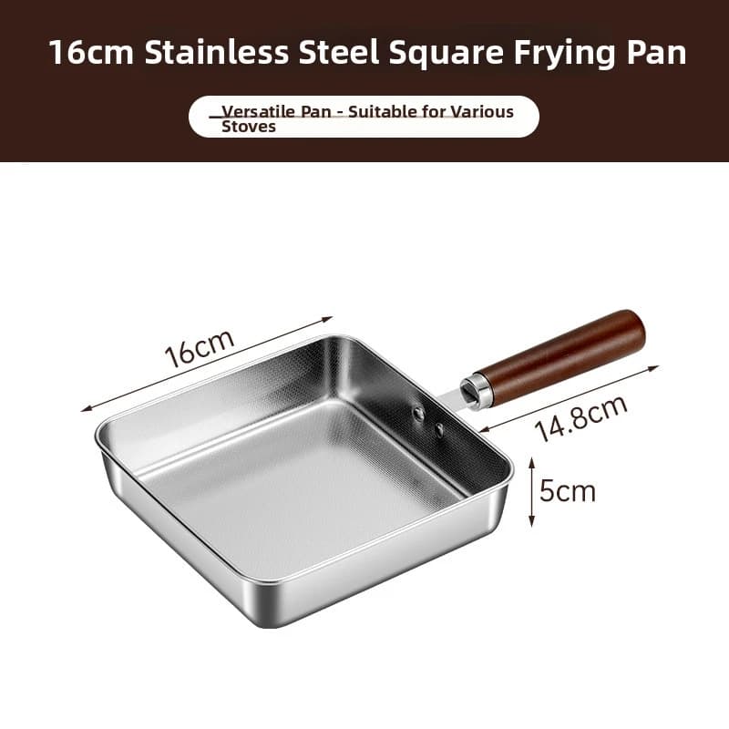 Stainless Steel Plate 304 pan, Sauce Pot, Silver Plate with Solid Wood Handle