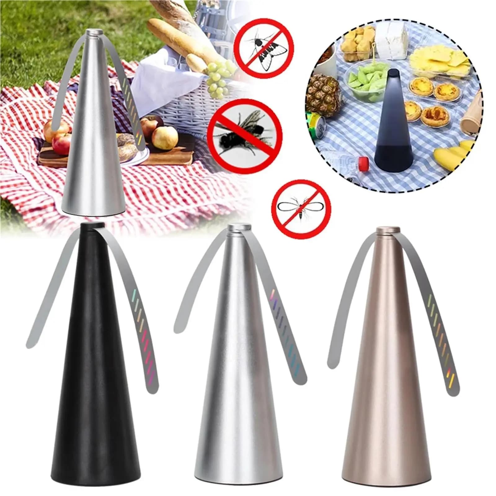 Ventilatore da Tavolo Portatile Repellente per Insetti, Alimentato a Batterie AA, per Campeggio, Picnic, Feste - Dimensioni Compatte