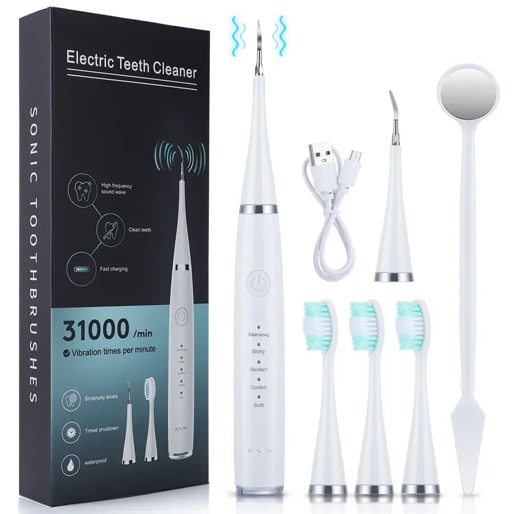 Ultrasonic teeth cleaning heater, tartar removal, plaque removal, rechargeable teeth whitening, oral assistance and dental cleaner