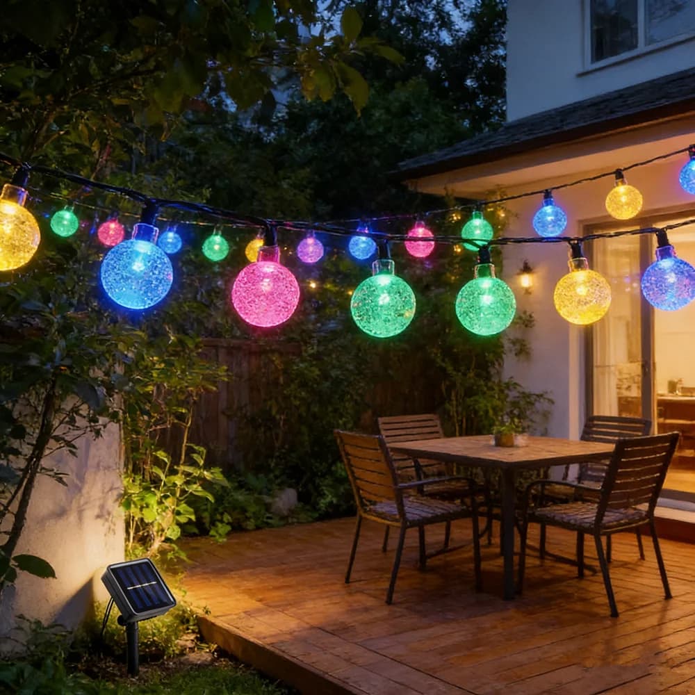 Luci a LED per Giardino, Ghirlanda Solare con Sfere di Cristallo, Illuminazione per Esterni, Decorazione per Matrimoni, Feste, Giardino e Vacanze Estive