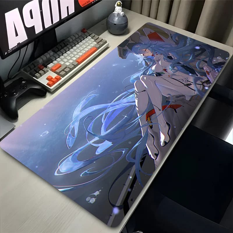 Mouse XXL Grande Carpet with Design Kawaii Anime Girl Ayanami Rei, PC Accessories, Gaming Mat, E-Evangelions Keyboard Mat